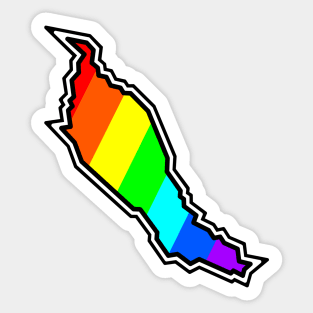 Denman Island Rainbow Colourful Silhouette - Keep Denman Weird Gift - Denman Island Sticker